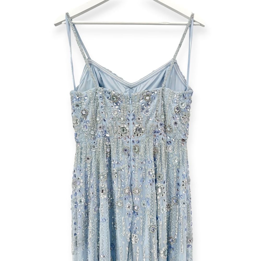 Mac Duggal Blue Rhinestone Embellished Sweetheart Neck A-Line Gown $798 Size 8 - Picture 9 of 11